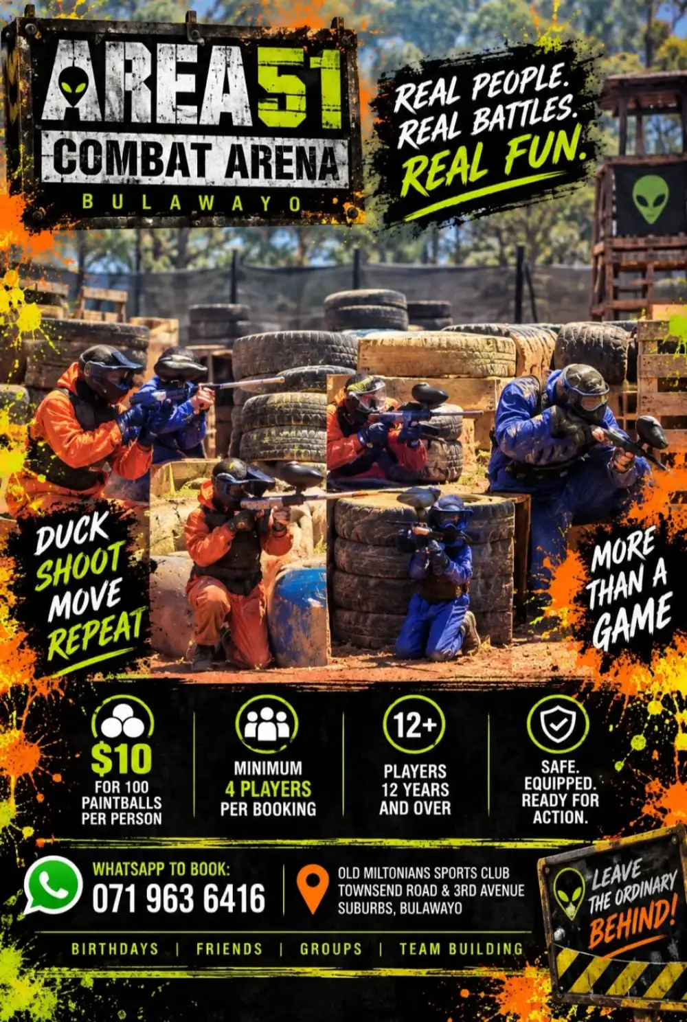 Flyer for Paintball at Area 51 Combat Arena from Area 51 Combat Arena