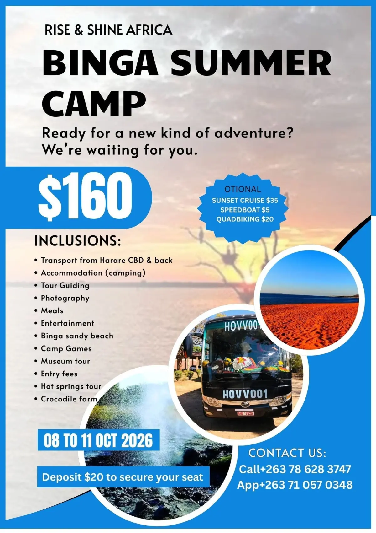 Flyer for Binga summer camp from Rise & Shine Africa