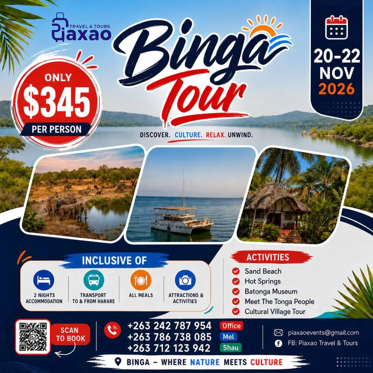 Flyer for Binga tour from Piaxao Travel & Tours