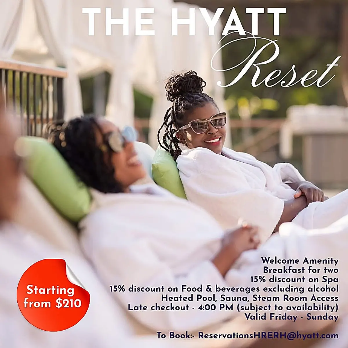Flyer for The Hyatt Reset weekend stay from Hyatt Regency Harare The Meikles