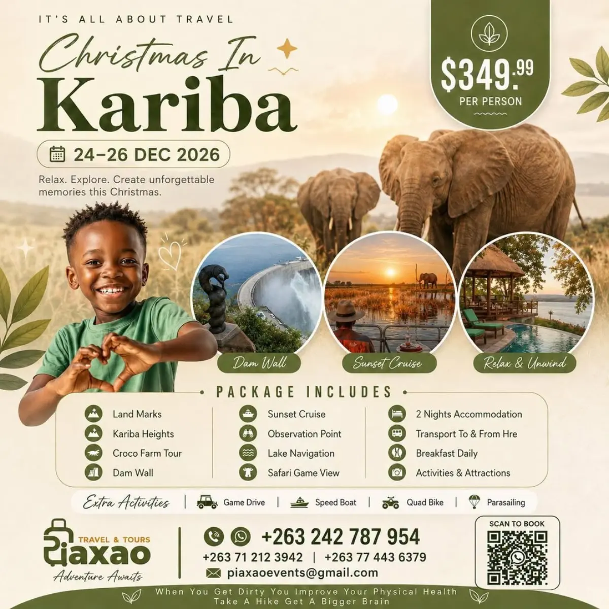 Flyer for Christmas in Kariba from Piaxao Travel & Tours