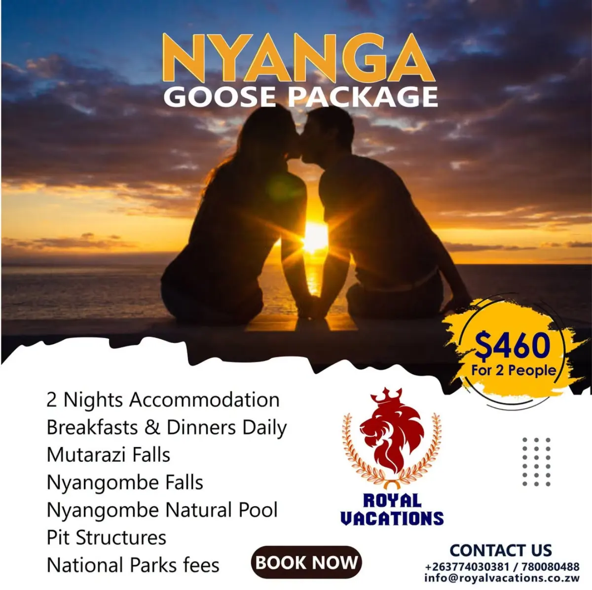 Flyer for Royal Vacations Nyanga Goose Package from Royal Vacations