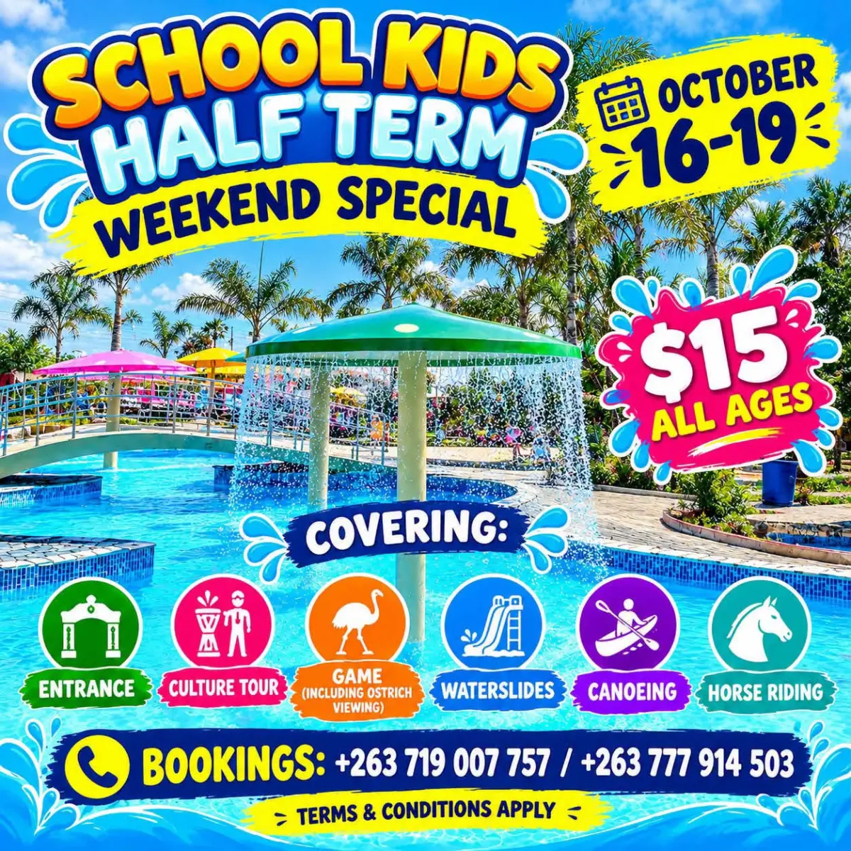 Flyer for School kids half-term weekend special from 