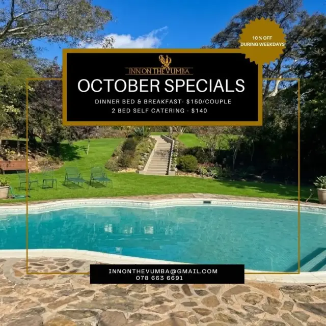 Flyer for Inn on the Vumba October specials