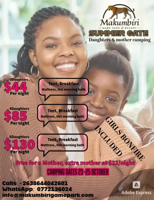 Flyer for Makumbiri mother and daughters camping weekend