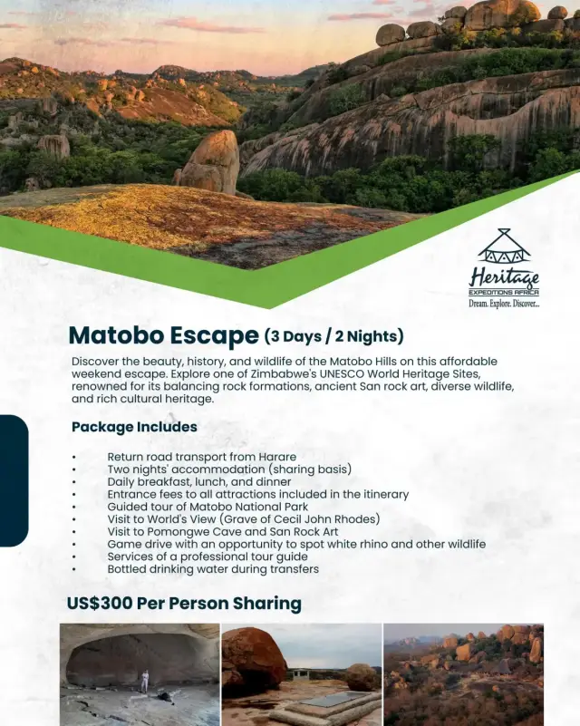 Flyer for Matobo Hills escape