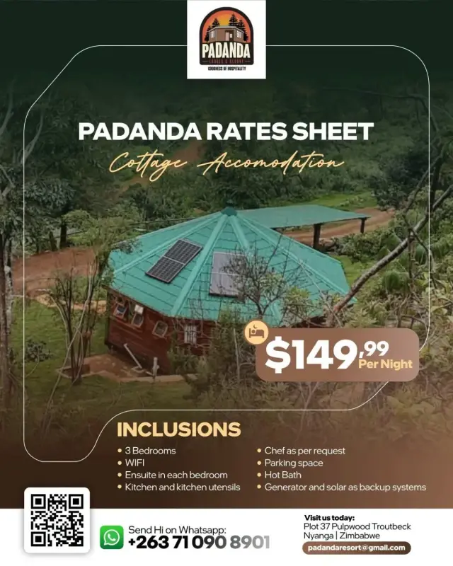 Flyer for Padanda cottage in Troutbeck, Nyanga