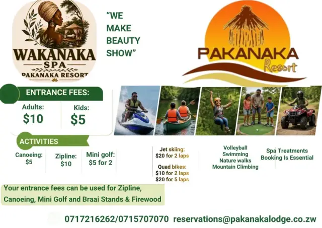 Flyer for Day visit rates at Pakanaka Resort